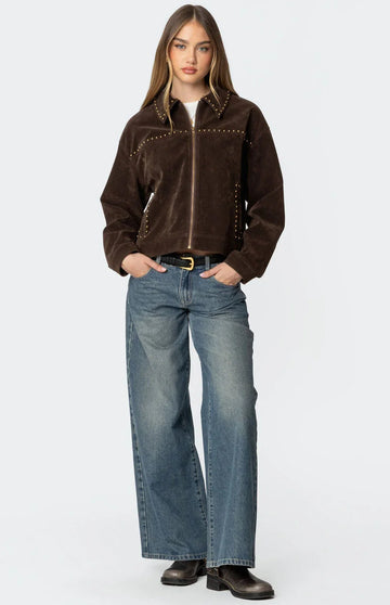 Studded Faux Suede Jacket