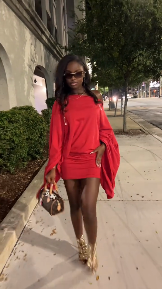 Red Off-the-Shoulder Mini Dress