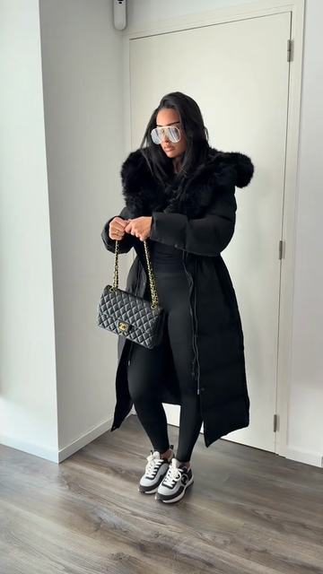 Black belted down jacket