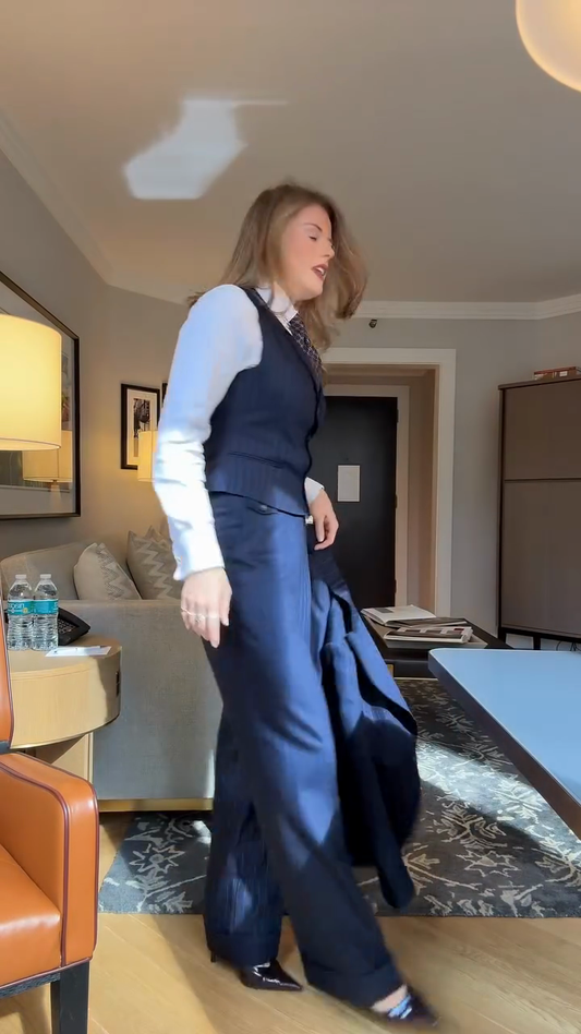 Navy Pinstripe Three - Piece Suit