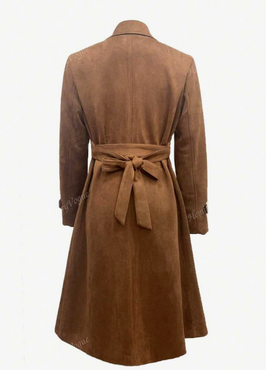 Brown suede long coat