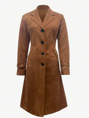 Brown suede long coat
