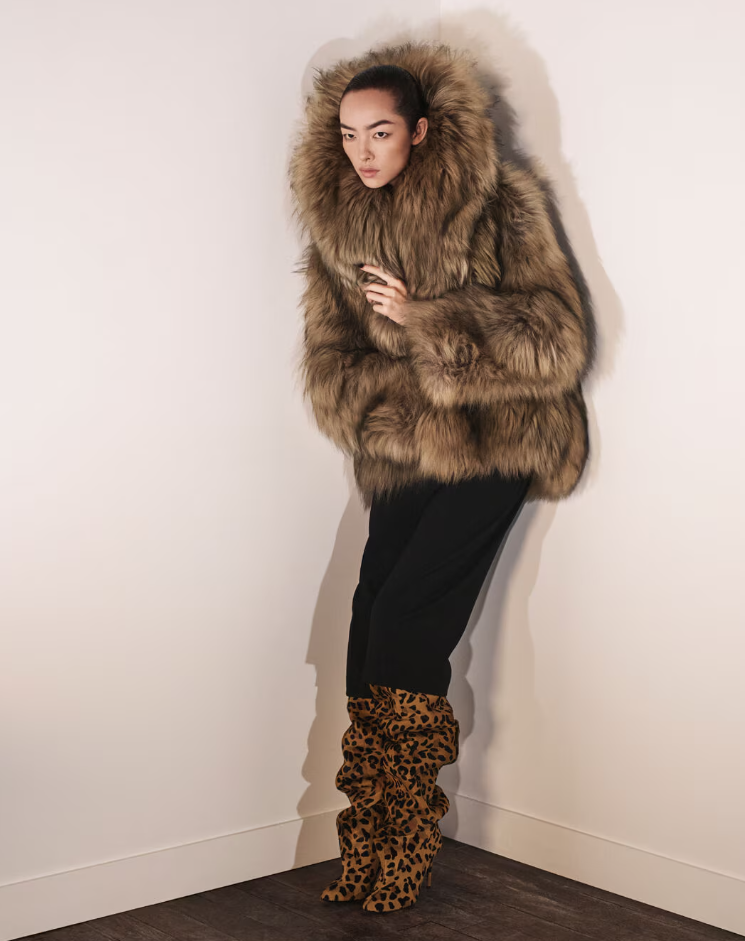 Tan Faux Fur Hooded Jacket