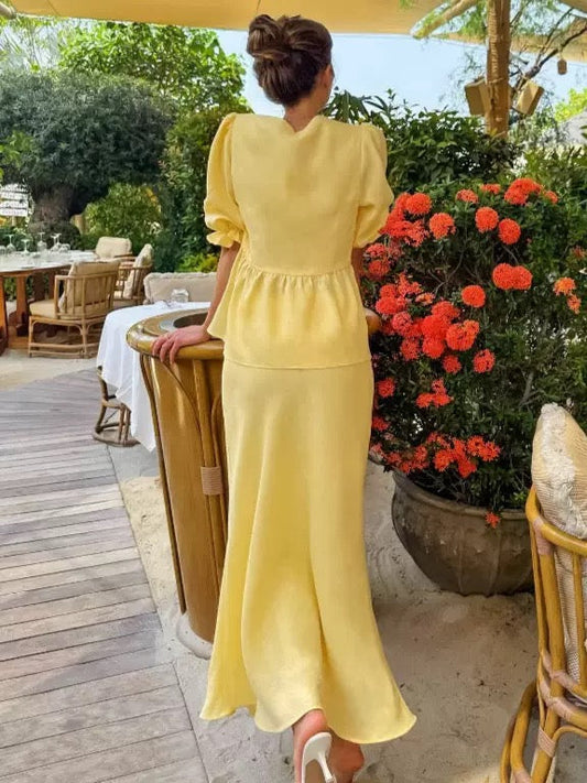 Modern and elegant ruffled suit