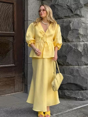 Modern and elegant ruffled suit