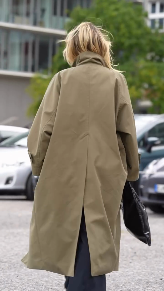 Olive green trench coat