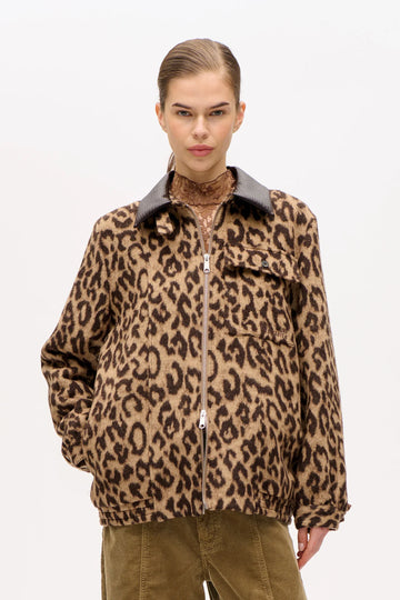 Brown leopard print oversized coat