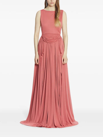 Open Back Draped Maxi Dress
