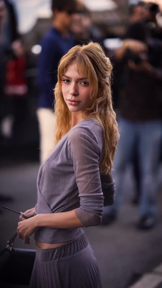 Light Purple Pleated Maxi Skirt Set