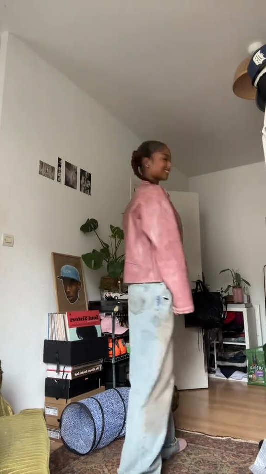 Dusty Pink Suede Moto Jacket