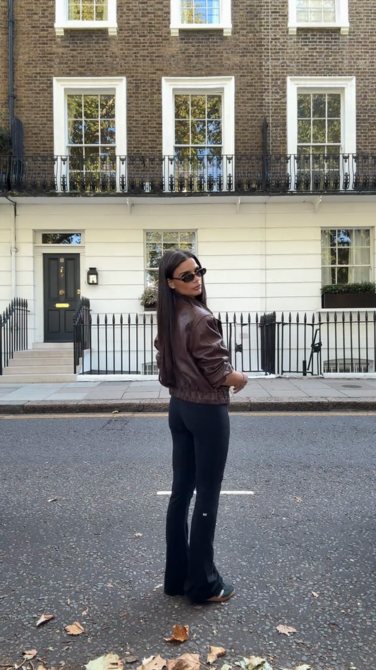 Brown leather biker jacket