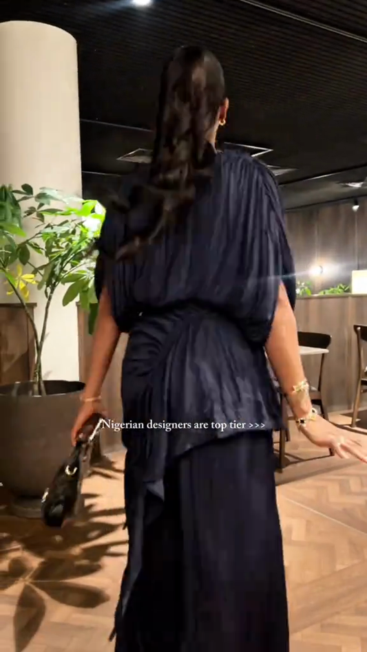 Navy Blue Draped Jumpsuit