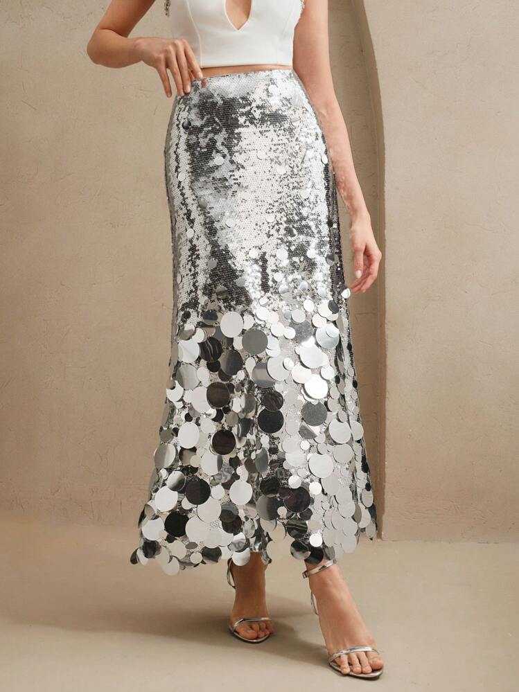 sequined long skirt