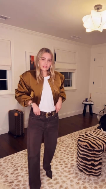 Mustard Yellow Satin Bomber Jacket