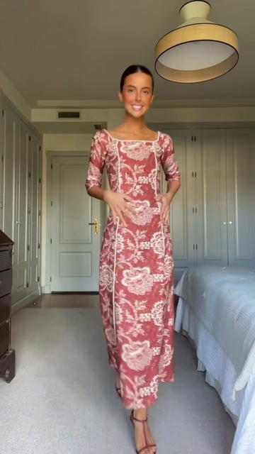 Floral Print Square-Neck Midi Dress