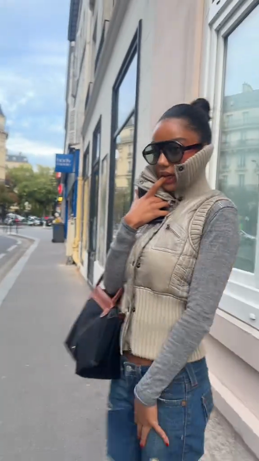 Ribbed Hem Quilted Puffer Vest