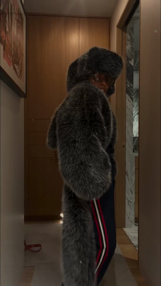 Charcoal Oversized Faux Fur Maxi Coat