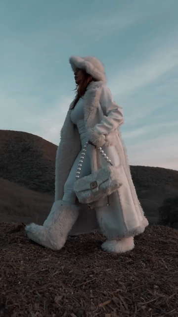 White wool long coat