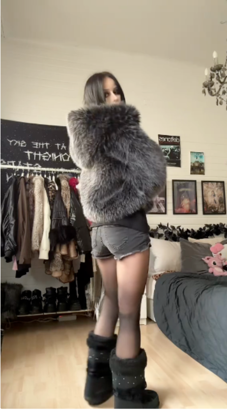 Gray Faux Fur Cropped Jacket