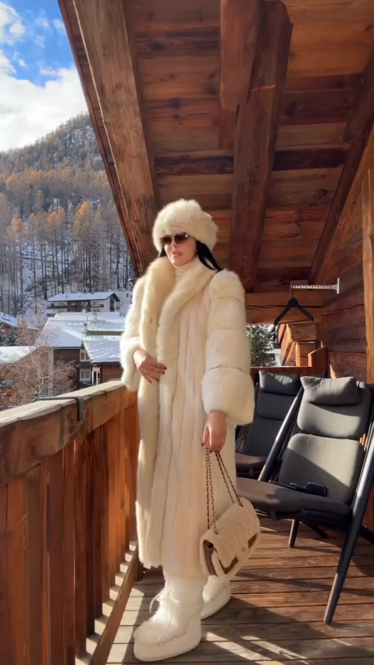 Ivory Faux Fur Long Coat