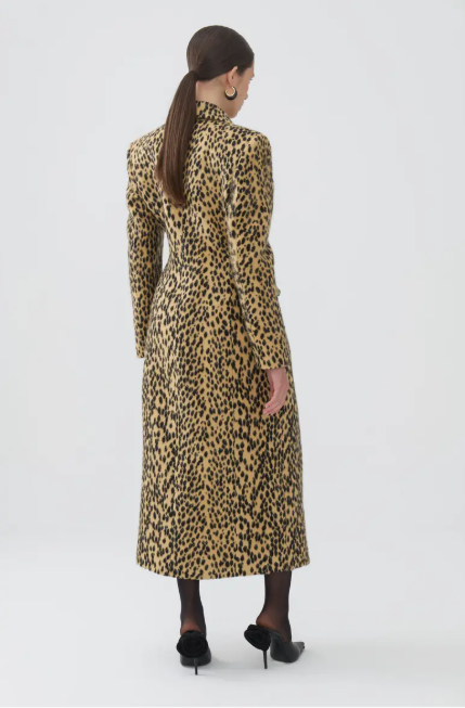 Leopard print wool coat