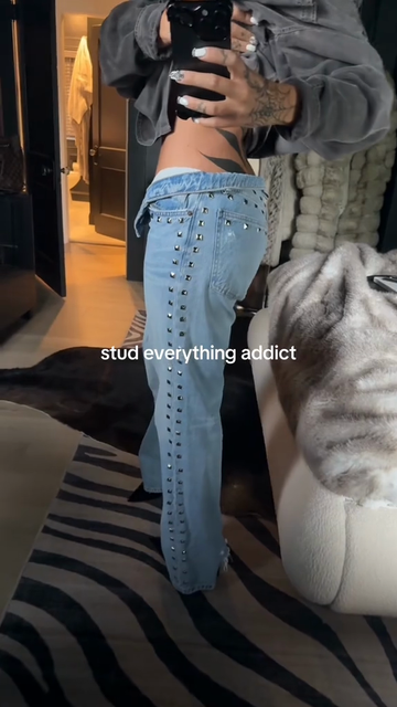 Light Blue Stud  Embellished Jeans