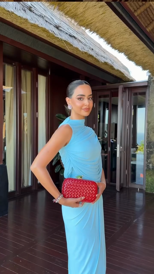 Light Blue Draped Maxi Dress