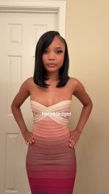 Gradient color strapless midi dress