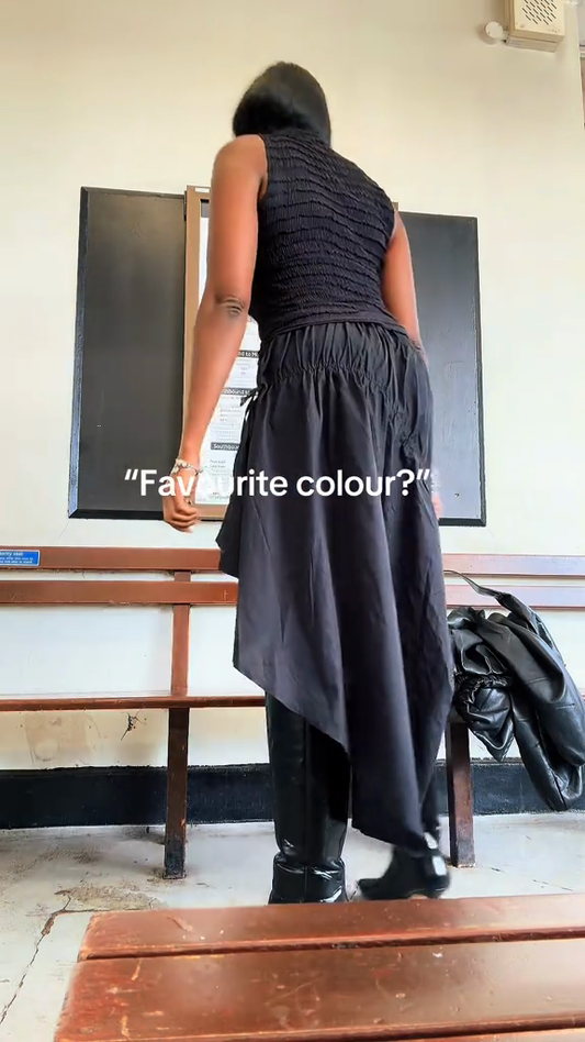 Black Ruffle Slit Midi Dress