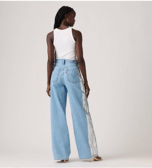 High Waist Cinch Baggy Jeans