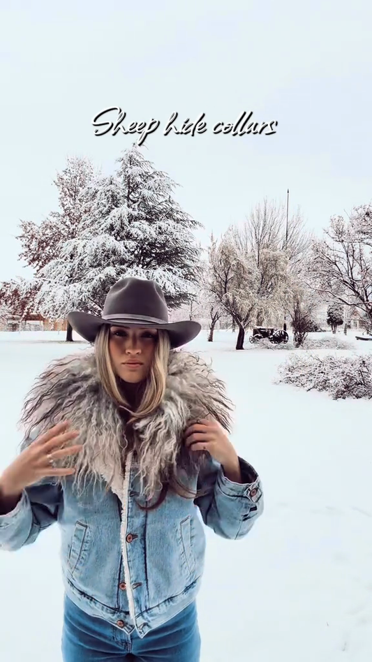 Sheepskin collar denim jacket