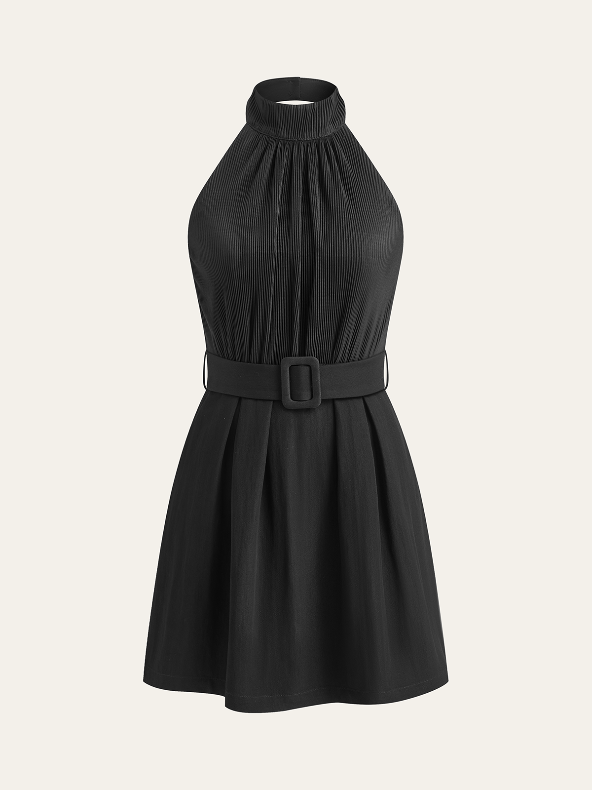 Halter Neck Backless Satin Jumpsuit with Belt