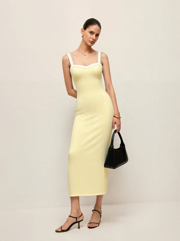 Contrast Trim Strappy Midi Dress