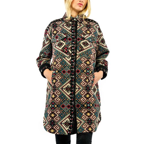 Geometric Patterned Embroidered Coat