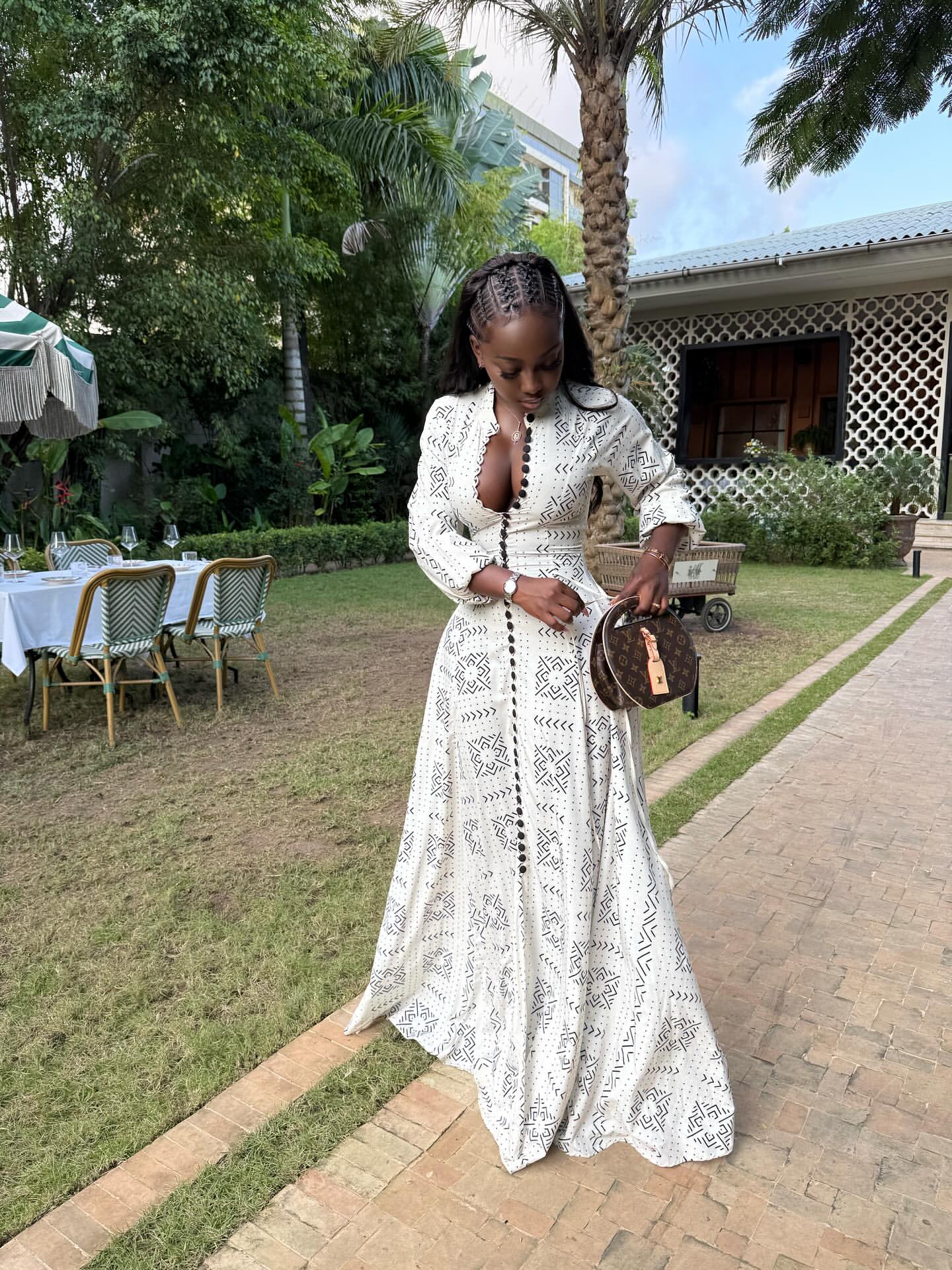 White patterned maxi dress