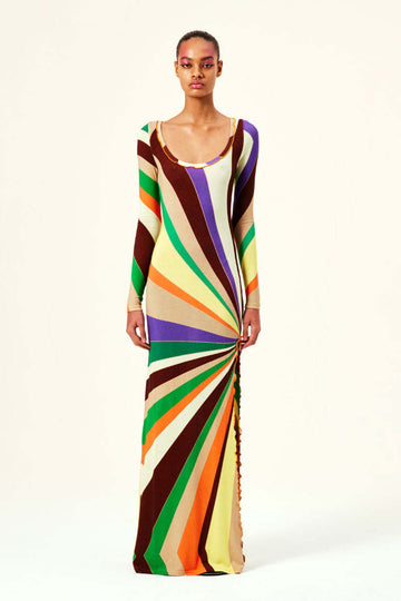 Multicolor Striped Maxi Dress