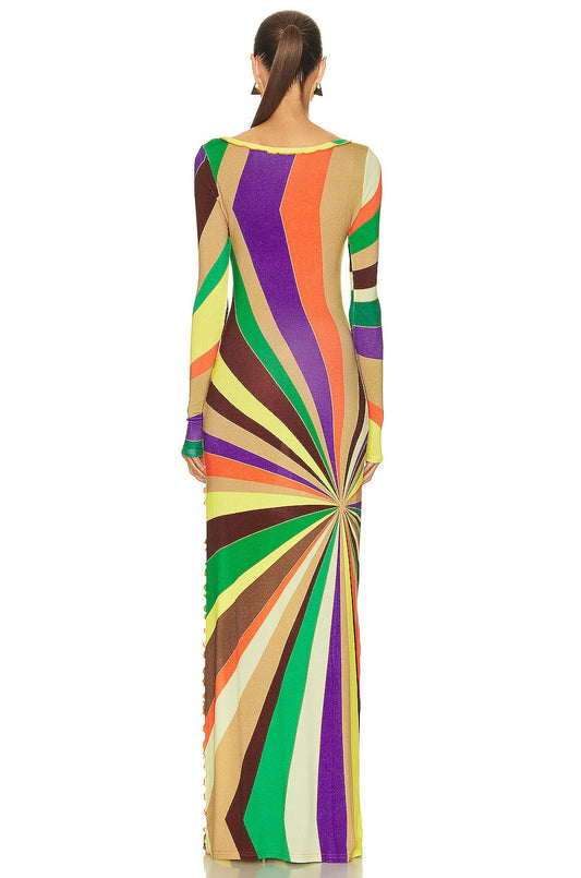 Multicolor Striped Maxi Dress