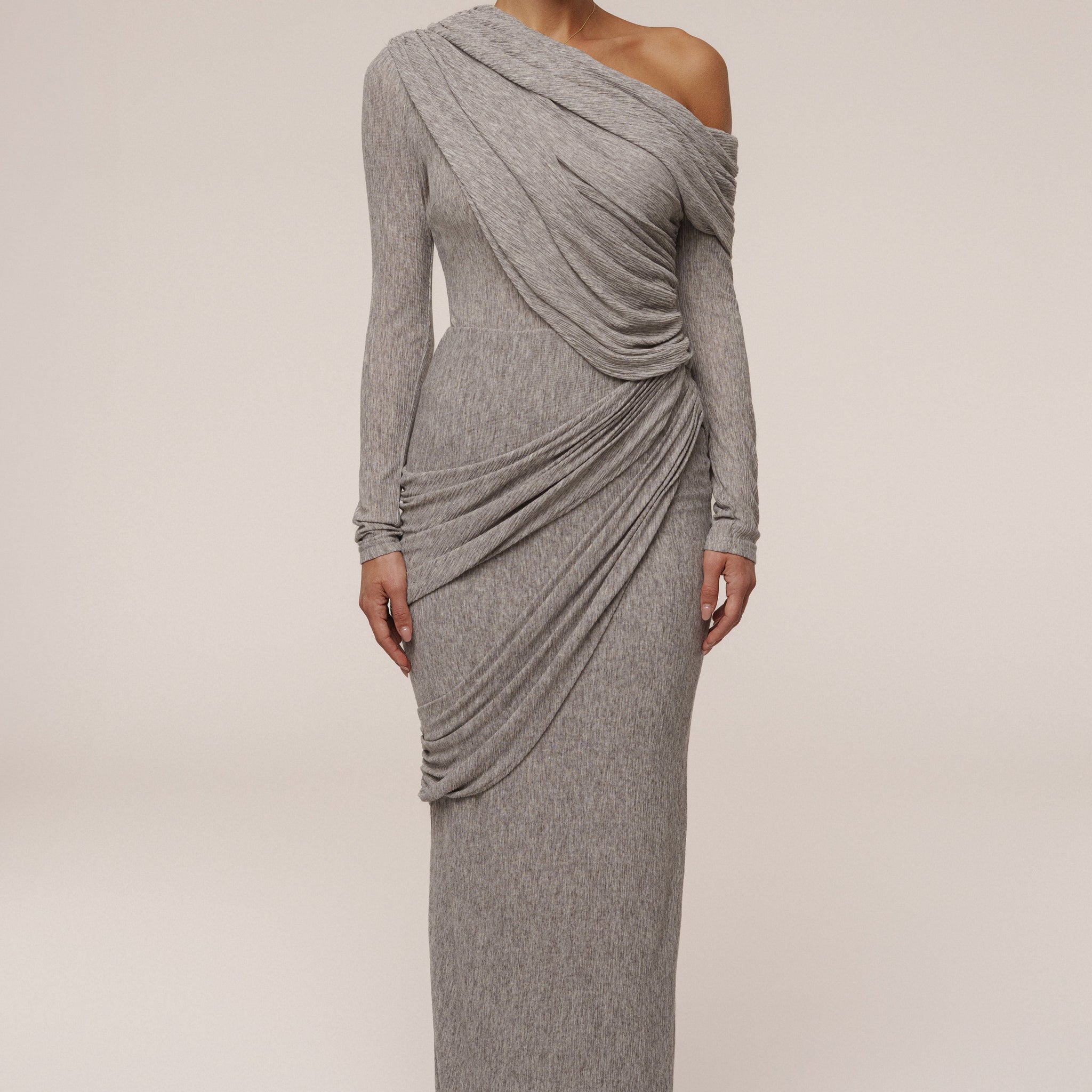 Elegant Textured One Shoulder Dress
