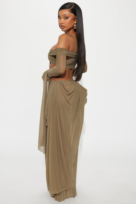 Sheer cutout one-shoulder long dress