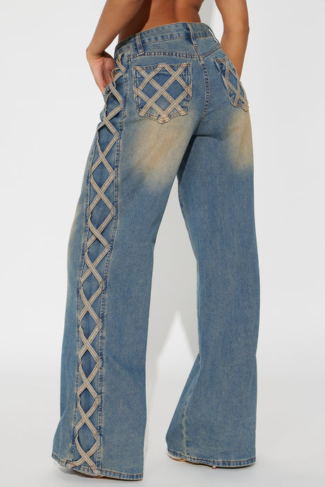 Hip-hop style retro wide-leg jeans