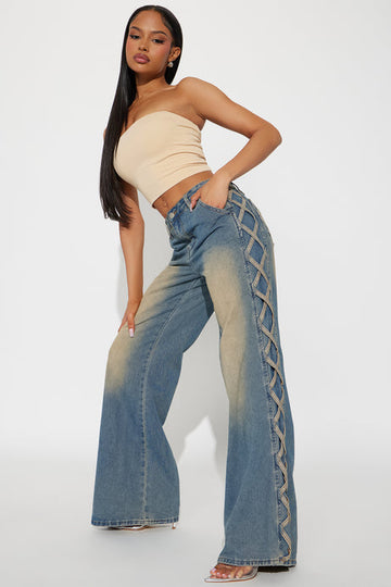 Hip-hop style retro wide-leg jeans