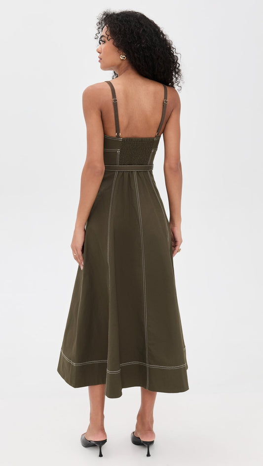 Contrast Stitch Cami Midi Dress