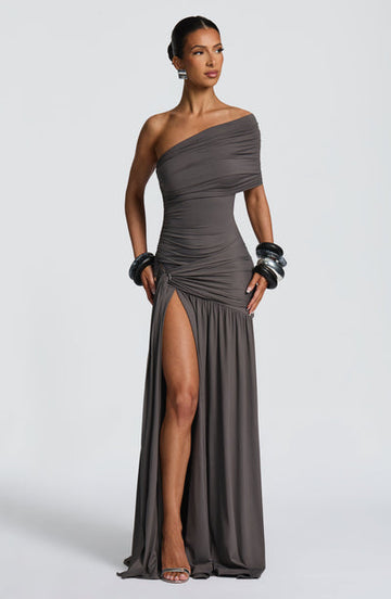 One Shoulder Ruched Maxi Gown