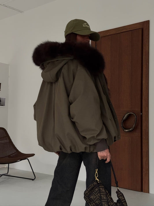 Olive green practical parka