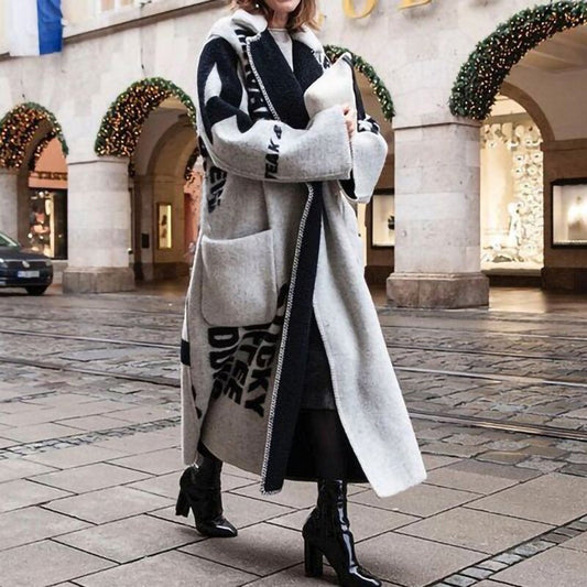 Double-Sided Printed Long Wool Coat