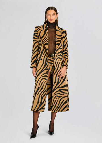 Brown and black zebra-print wool blend suit