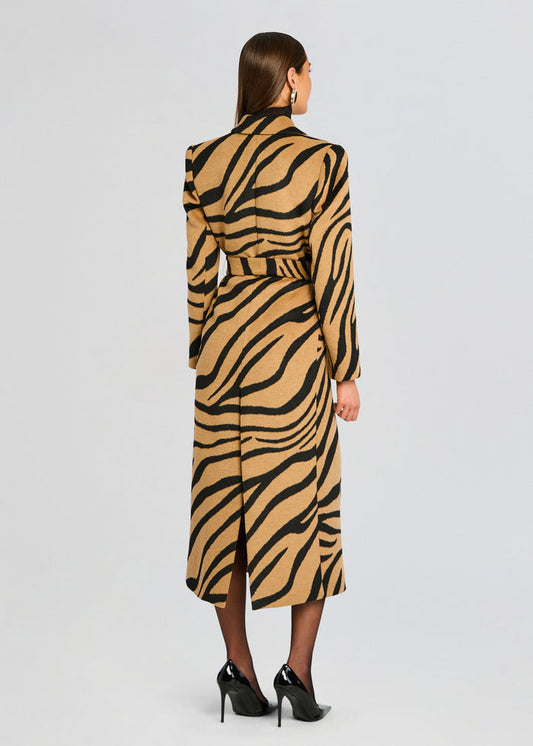 Brown and black zebra-print wool blend suit