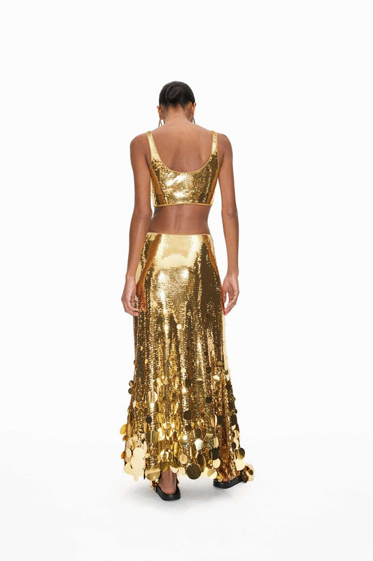 Gold sequined short suit
