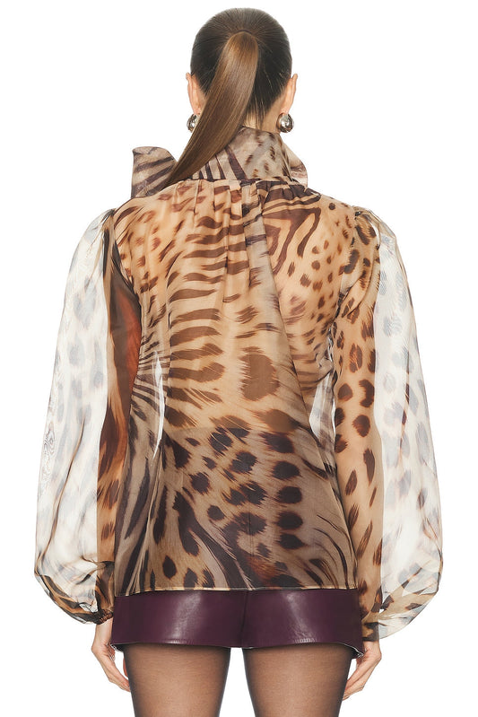 Leopard print tulle shirt