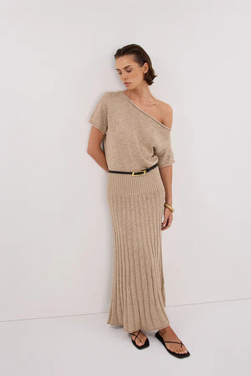 Knit Off-the-Shoulder Midi Set